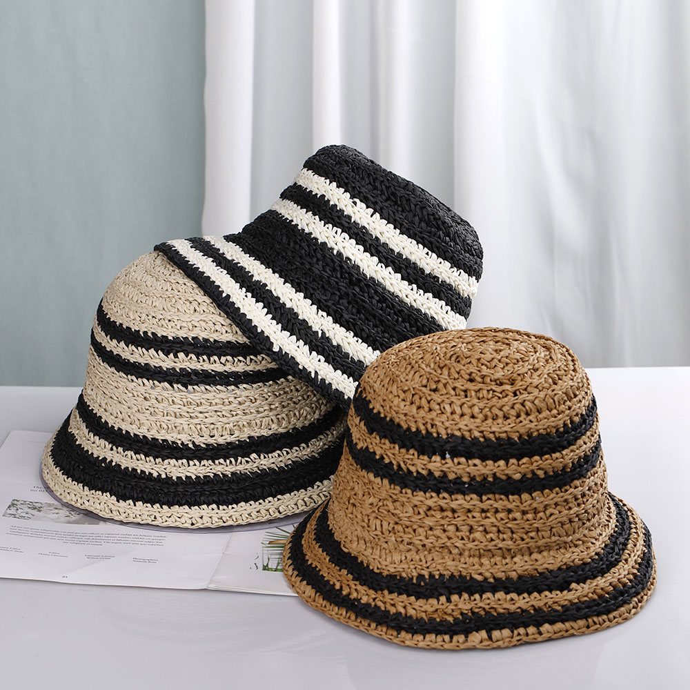Bucket Hat Straw - Czapka damska kapelusz na plażę kapelusz