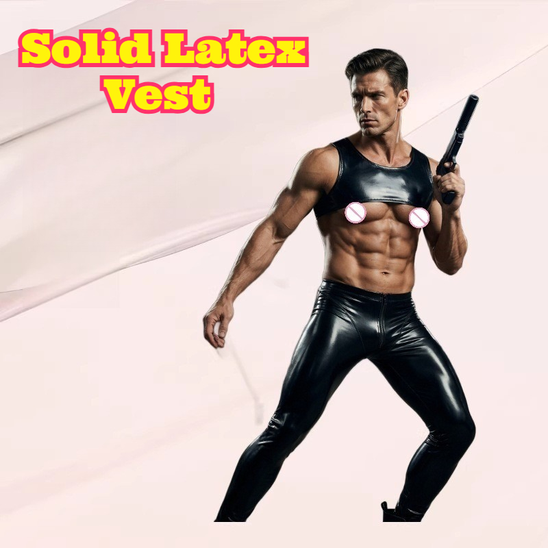 Tank Top Muscle - Obcisła, krótka kamizelka z lateksu, gumowa