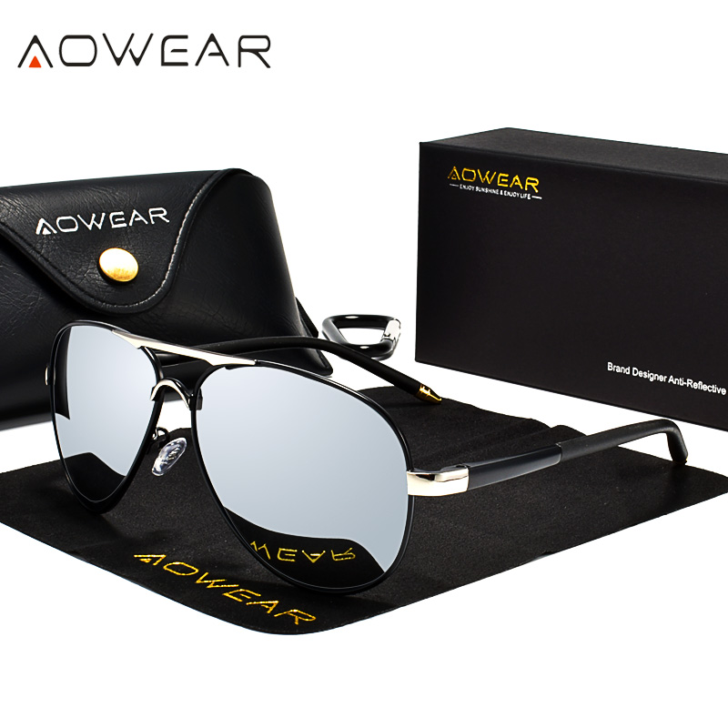 Sunglasses Aviator Polarized - AOWEAR męskie okulary przeciwsłoneczne lotnicze męskie